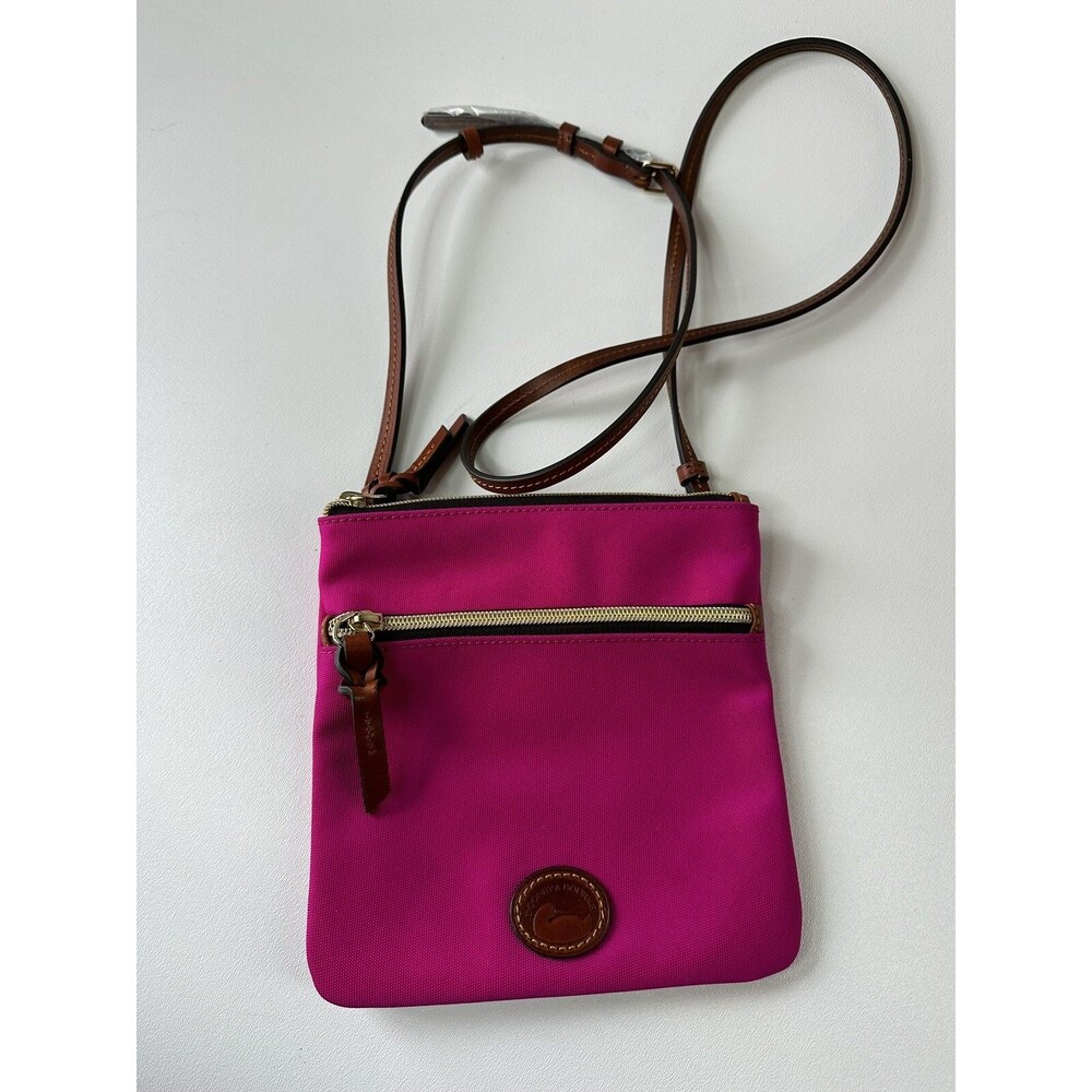 Genuine Dooney and Bourke Double Zip Crossbody Bag in Fuchsia MSRP $108.00